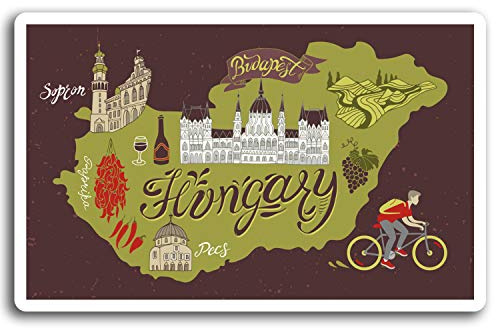 2 x 10 cm Ungarn Karte Vinyl-Aufkleber - Budapest Aufkleber Laptop Gepäck # 17014 (10 cm breit)