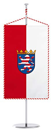Vispronet® 15 x 25 cm Hessen Tischbanner Bundesländerfahnen Set ✓ Fahne & Chrom-Ständer ✓ Kordel-Rand