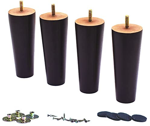 WEICHUAN Runder Massivholz dunkles Walnuss-Finish Ersatz Sofa Couch Stuhl Ottomane Loveseat Couchtisch Schrank Möbel Holz Beine Holz Möbel Beine (15,2 cm Set von 4 Stück)