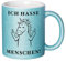 Glitzer Tasse mit Spruch Ich hasse Menschen | Türkis | Einhorn | 330ml | doppelseitig bedruckt | Lustige Einhorntasse als witzige Geschenkidee zu Weihnachten für beste Freundin oder Kollegin