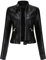 YYNUDA Elegante giacca da donna in finta pelle con cerniera lampo corta PU moto Biker Outwear aderente cappotto slim, Nero , XL