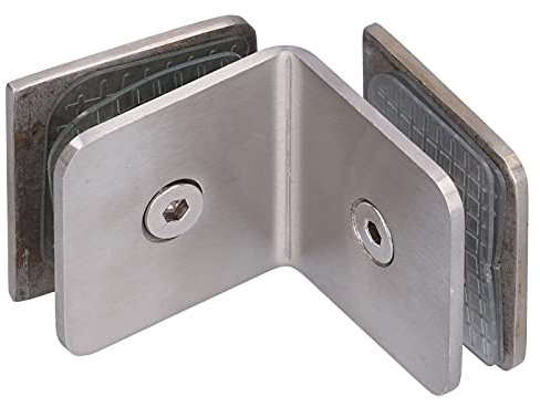 Pince en Verre à 90 Degrés pour Garde-corps en Acier Inoxydable Support de Tablette en Verre Support de Pince de Douche à Angle Droit Double Face pour 0,3 à 5 Pouces D'épaisseur