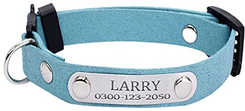 Yonsbox Personalisiert Anti Strangulation Katzenhalsband mit Namen Glöckchen Sicherheitsverschluss Adresse 20-26 cm Hals Adjustable Blau Katzen Halsbänder für Alle Hauskatzen