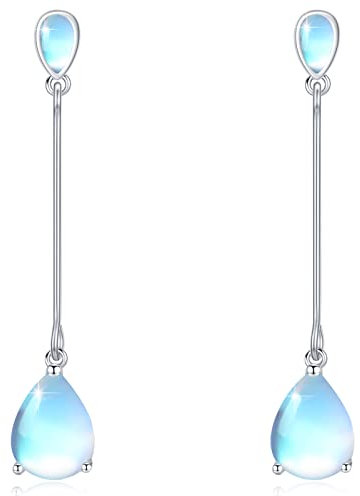 Mondstein Tropfen Ohrringe Sterlingsilber Mondstein Ohrringe Ohrringe für Frauen und Mädchen Brautschmuck Brautjungfer Baumelnde Ohrringe Tautropfen Ohrringe