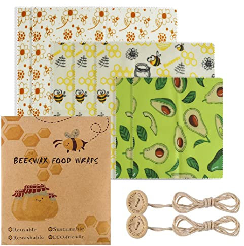 Bio-Bienenwachstücher 7er Set – Bio Wickeltücher aus Bienenwachs – Wachspapier für Lebensmittel - natürlich & plastikfrei frisch bienenwachstuch Wachstuch aus Bio-Rohstoffen S/M/L (7PCS)