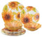 UP ware - Set di stoviglie da 12 pezzi in melamina con girasole, set di piatti da esterno, set di piatti e ciotole, servizio per 4, giallo