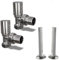 UK Radiators Round Chrome Radiator Valves and Pipe Covers - Chrome Polished Finish - Classy and Modern Design 1/2 x 15mm Angled Radiator Valves - Pair of Valves with 130mm Pipe Covers