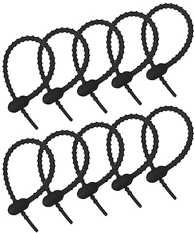 sourcing map 20 Stück Wiederverwendbare Reißverschlüsse 6Zoll Silikon Krawatten Taschenclips Allzweck Silikon Kabelbinder Brotkrawatte Haushalts Verdrehen Krawatten Wiederverwendbare Schwarz