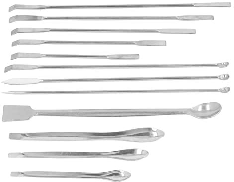 12Pcs Spatola da Laboratorio Kit di Attrezzi per Cucchiai per Reagenti in Acciaio Inossidabile per Esperimenti