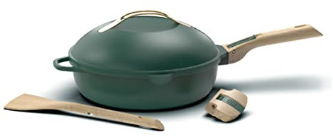 COOKUT - La Fabuleuse poêle 8 en 1 – Un seul ustensile qui remplace poêle, casserole, sauteuse, cocotte - Avec 2 poignées amovibles, panier vapeur/friture, spatule en bois - CANOPEE