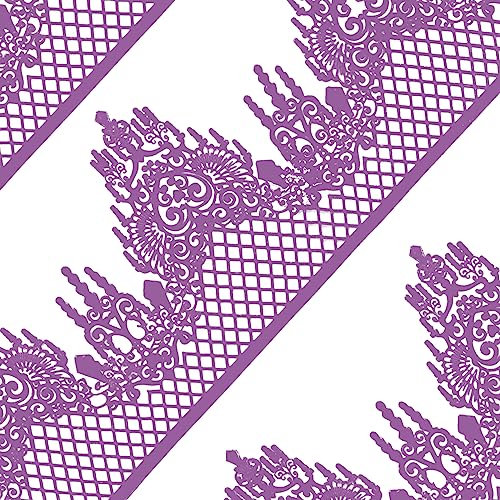 10tlg Große gebrauchsfertige Spitze essbar Tortenband Spitzendekor Muschel Gitterrand lila