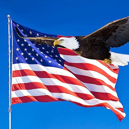 FSFLAG Drapeau américain 1,8 x 3 m, drapeau des États-Unis en polyester renforcé 400D avec deux œillets en laiton, drapeaux américains d'extérieur fabriqués à la main résistant à la décoloration