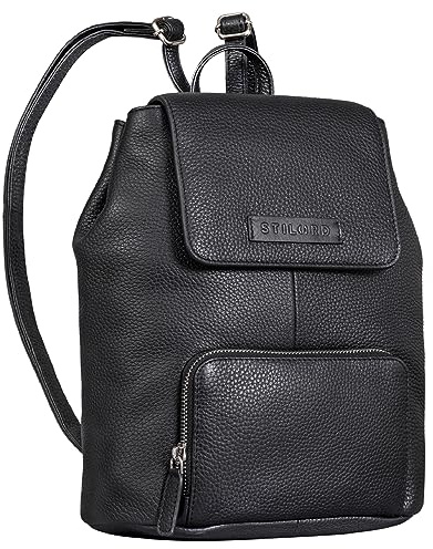 STILORD Johanna Kleiner Lederrucksack Damen Modern Rucksack Elegant Leder Frauen Daypack Vintage Cityrucksack Rucksackhandtasche Farbe:schwarz