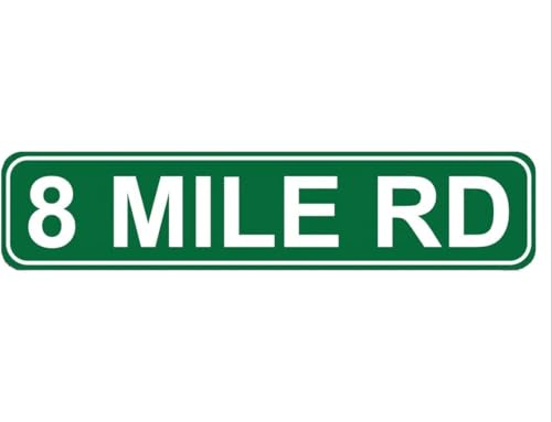 Metal Tin Sign 8 MILE RD sign Retro Aluminum Metal Sign for Street Home Office Garden Decor 4×16 Inches