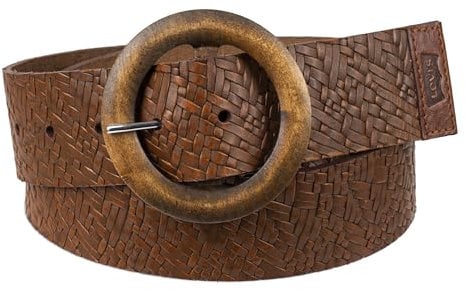 Levi's Damen Lässiger runder Holzschnalle Gürtel, Hellbraun, M