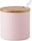 YORROR Sucrier en céramique de 300 ml avec couvercles en bambou, cuillère en porcelaine, bol à sel, pot à condiments, épices, condiments, miel, pour la maison et la cuisine (rose)