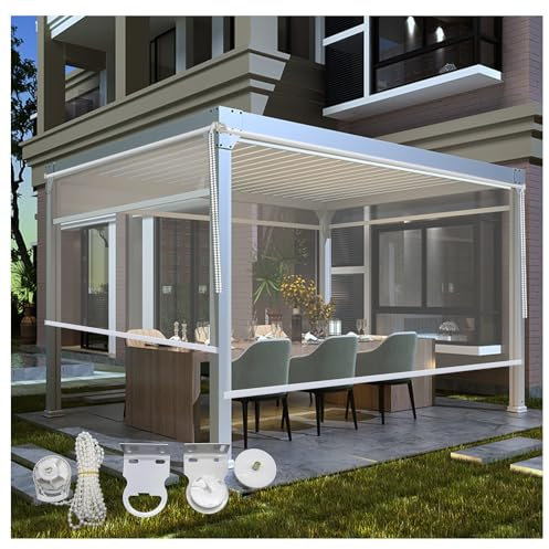 PVC-Trennwände Aufrollen Jalousien,transparente Rollläden,Terrasse Klar Rollo,Outdoor-Balkon-Terrassen-Tür Durchsichtige Rollos,für Außenfenster Pergola,0,5 mm dick (Size : W50xH80cm/W19.6xH31.4in)