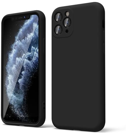 oakxco for iPhone 11 Pro Phone Case Liquid Silicone, Thin Slim Soft Rubber Gel TPU Plain Simple Cover for Women Girl Cute, Matte Solid Color, Black