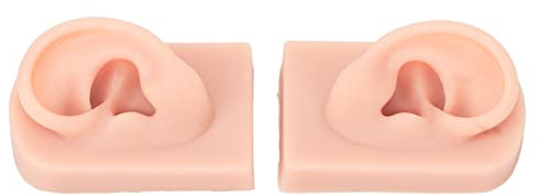 Silikon-Ohrmodell, 1 Paar Flexibles, Weiches, Wiederverwendbares Simuliertes Menschliches Haut-Silikon-Piercing-Modell (Hell beige)