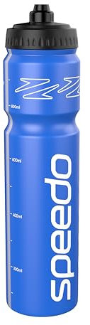 Speedo Botella de agua de 1 litro, Diseño ergonómico Botella de agua para Unisex Adulto, Azul, One Size