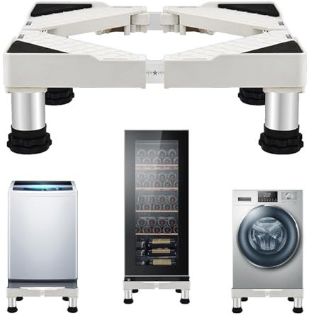 Waschmaschinen Untergestell mit 4 Edelstahl Füße, Bärenlast, Max 300KG Untergestell für Waschmaschine, Verstellbare Breite 47-70cm, Höhe 14-17cm Waschmaschinensockel,podest waschmaschine