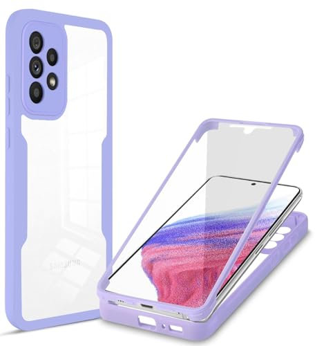 ILING Transparente Hülle für Samsung Galaxy A52s 5G / Samsung Galaxy A52, 360-Grad-Ganzkörper Stoßfest Schutzhülle mit Eingebauter Displayschutz, Ultra Dünn Harte PC Silikon TPU Handyhülle (Lila)