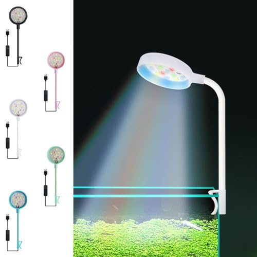 Lampe d'aquarium à clipser pour aquarium de 2 à 5 mm d'épaisseur, lumière LED pour plantes, prise USB, réglable à 360 degrés, lampe mobile USB pour terrarium ouvert (5 couleurs)