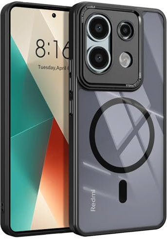 BENTOBEN Para Xiaomi Redmi Note 13 Pro 5G Funda con MagSafe Magnética, Funda para Xiaomi Redmi Note 13 Pro 5G Translúcido Mate Antihuellas Funda Protectora Delgada Resistente a Golpes Carcasa Negra