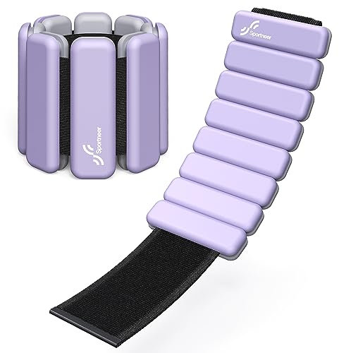 Sportneer Tragbare Gewichtsmanschetten – 2er-Set (Jeweils 0,5 kg & 1 kg) für Damen und Herren, Knöchelgewicht Set für Yoga, Tanz, Aerobic, Laufen, Gehen (Zarter Lavendel)