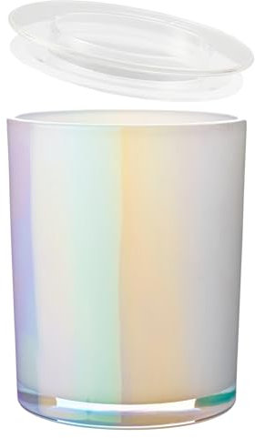 CandMak Kerzengläser, leere Glasbehälter, Behälter mit transparentem Deckel, 170 ml, Perlweiß, 20 Stück