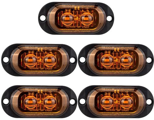 IGTOPS Luce laterale di delimitazione 12/24V, luce laterale per rimorchi, luce per camion, camper, roulotte (Giallo, 2*LED, 5 pezzi)