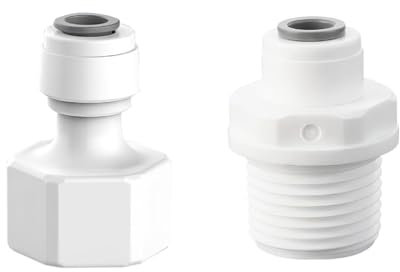 VZU 2 Stück Wasseranschluss Adapter 1/4 RO Wasser Gerade Rohrfitting auf 1/2 Weiblich/Außengewinde, Schnellkupplung Push In Steckverbinder für Wasserreiniger und Umkehrosmoseanlagen