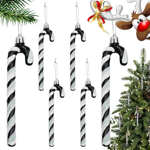 6 Stück Zuckerstangen Weihnachten Deko, FUKPO Weihnachts Zuckerstangen Plastik Weihnachtsbaum Weihnachtsdeko Klein, Weihnachtsbaumschmuck Christbaumschmuck Zuckerstangen Baumschmuck Kleine Candy Cane
