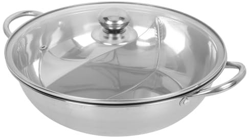 HOLIDYOYO Edelstahltopf Für Zwei Geschmacksrichtungen Praktischer Haushalts-hot Pot Mit Deckel Kochtopf Für Eintopfgerichte Und Leicht Für Langzeitgebrauch