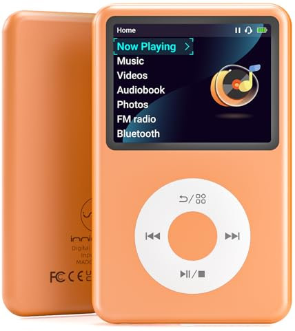 Mp3 Player with Bluetooth Y1 128G Innioasis Digital Music Player Portable Mini HiFi Sound Video Version Upgrade Nice Gift for 2025 Orange