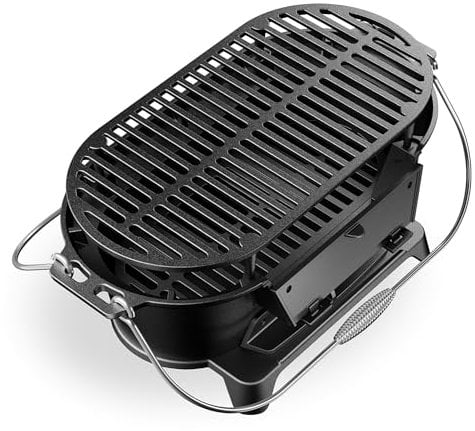 Wiltec Mini barbacoa portátil de hierro fundido, compacta, fácil de limpiar, parrilla sobremesa BBQ barbecue ideal para exteriores