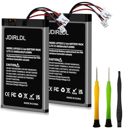 [4000mAh] Akku für PS4 Controller, Neues Upgrade mit hoher Kapazität Akku-Ersatz für Sony PS4 Pro/Slim, Playstation 4 CUH-ZCT2U CUH-ZCT1E CUH-ZCT1U CUH-ZCT1H mit komplettem Reparaturwerkzeug - 2 Pack