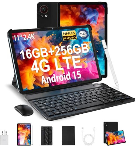 DOOGEE T30S Android 15 Tablet con Teclado y Lápiz, 16GB+256GB/1TB TF Octa-Core Android Tablet 11 Pulgadas, 2.4K Display, 8580mAh, 4G-LTE +2.4G/5G WiFi Tableta, BT 5.0, 13MP+8MP, GPS, Tipo C 2025