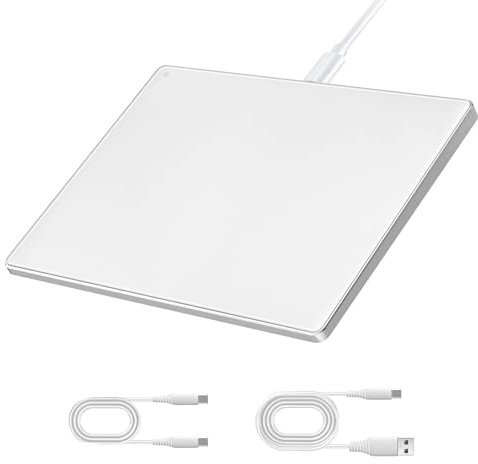seenda Upgraded Trackpad, Smooth Glass Surface with Multi-Touch, Aluminum Slim USB Wired Win/Mac Touchpad with High Precision Navigation for Windows 10/11 Computer and iMac, MacBook Air/Pro (Silver)