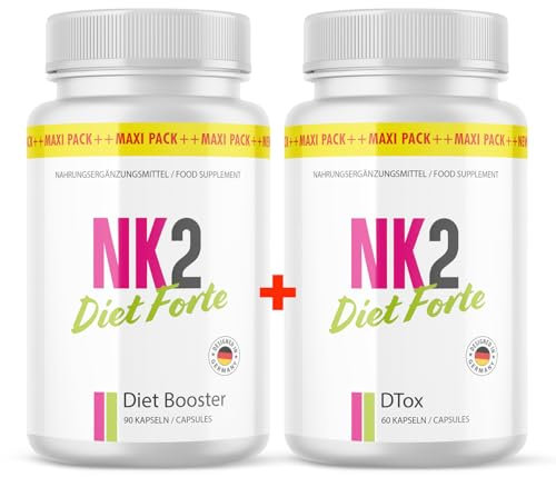 NK2 Diet Forte -Diet Booster (90 Kapseln) + NK2 Diet Forte DTox (60 Kapseln) - Für ein positives Körpergefühl - Geeignet für Frauen & Männer - 1+1 Bundle - 1x