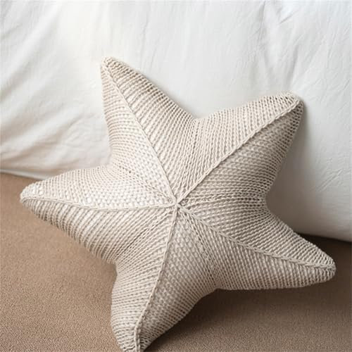 Ueiwffzo Sterne Kuschelkissen 45 * 53cm Kinder Aesthetic Kissen Dekokissen Flauschig Dekokissen Sofakissen Plüsch Kissen für Kinderzimmer Schlafzimmer (Beige)