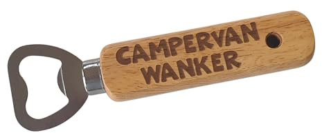 Campervan Bottle Opener Gift – Campervan Wanker – Engraved Wooden Holiday Travel Present