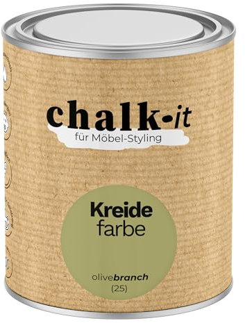 chalk-it Kreidefarbe 750ml (25) Olive Branch Möbel Farbe Shabby Chic Holzlack Natur Vintage Look Möbellack Erfüllt EN71-3 Sicher Kindermöbel Spielzeuge
