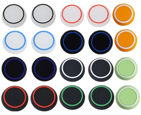 Joystick Kappen,20 Stück Thumbstick Kappen,Silikon Thumbsticks Grips Caps,Joystick Schutz Aufsätze,Schutzabdeckung Zubehör Kompatibel mit PS5 PS4 PS3 PS2 Xbox 360 Switch Pro Xbox One Controllers