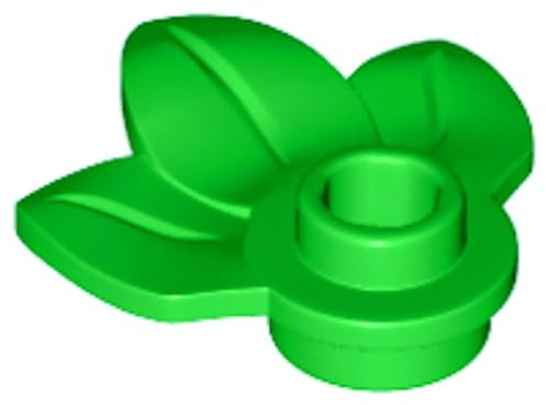 LEGO Plant Plate, Round 1 x 1 with 3 Leaves Part 32607 (Bright Green, 50, Bricks)