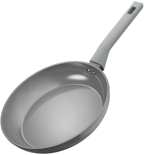 Sanho 26cm Frying Pan Non Stick, Ceramic Frying Pan for Induction Hob, Diamond Titanium Coating PFOA & PFAS Free Non Toxic Cookware Skillet - Grey | DiamondTitan Ceramic Pan, Poignée Anti-Brûlure, PFAS/PFOA/PTFE-Free, Dishwasher Safe, for All Hobs, Grey
