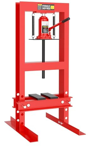 Presse hydraulique 6 t - Presse d'atelier manuelle pour garage et travail du métal - Presse hydraulique stable avec 4 niveaux de hauteur et valve de sécurité - Idéal pour le changement de roulement