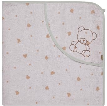 Sterntaler Kapuzenbadetuch Bär Bo, Baby-Badetuch mit Kapuze, saugfähige Baumwolle, Punkte-Applikation, süße Stickerei, weich und pflegeleicht, 100×100×0,5 cm, weiß