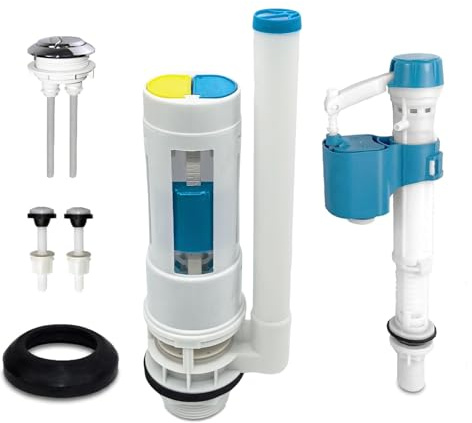 Toilet Flush System Replacement Kit Close Coupled Toilet Cistern Flush Parts with Push Button Assembly Adjustable Height Cistern Replacement Valve