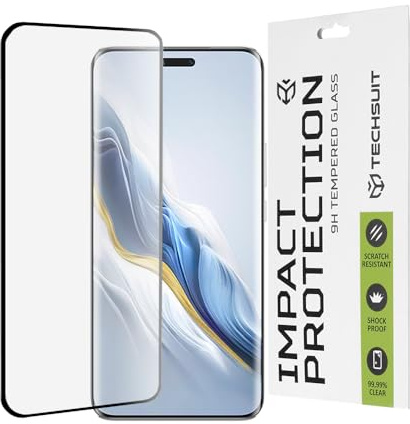 Techsuit Displayschutzfolie für Honor Magic6 Pro Gehärtetes Glas mit 9H Härte, Vollständige Abdeckung, 3D Gebogene Kanten, Stoßschutz, Oleophobe Beschichtung, Anti Fingerabdruck, 111D Full Glue